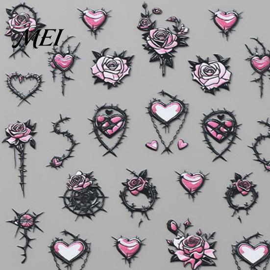 DIY Home Manicure Tools Halloween Nail Art Stickers, 3D Embossed Skeleton Hand Pumpkin Bat Dark Style Wraps Black Decals, Self-Adhesive Sliders