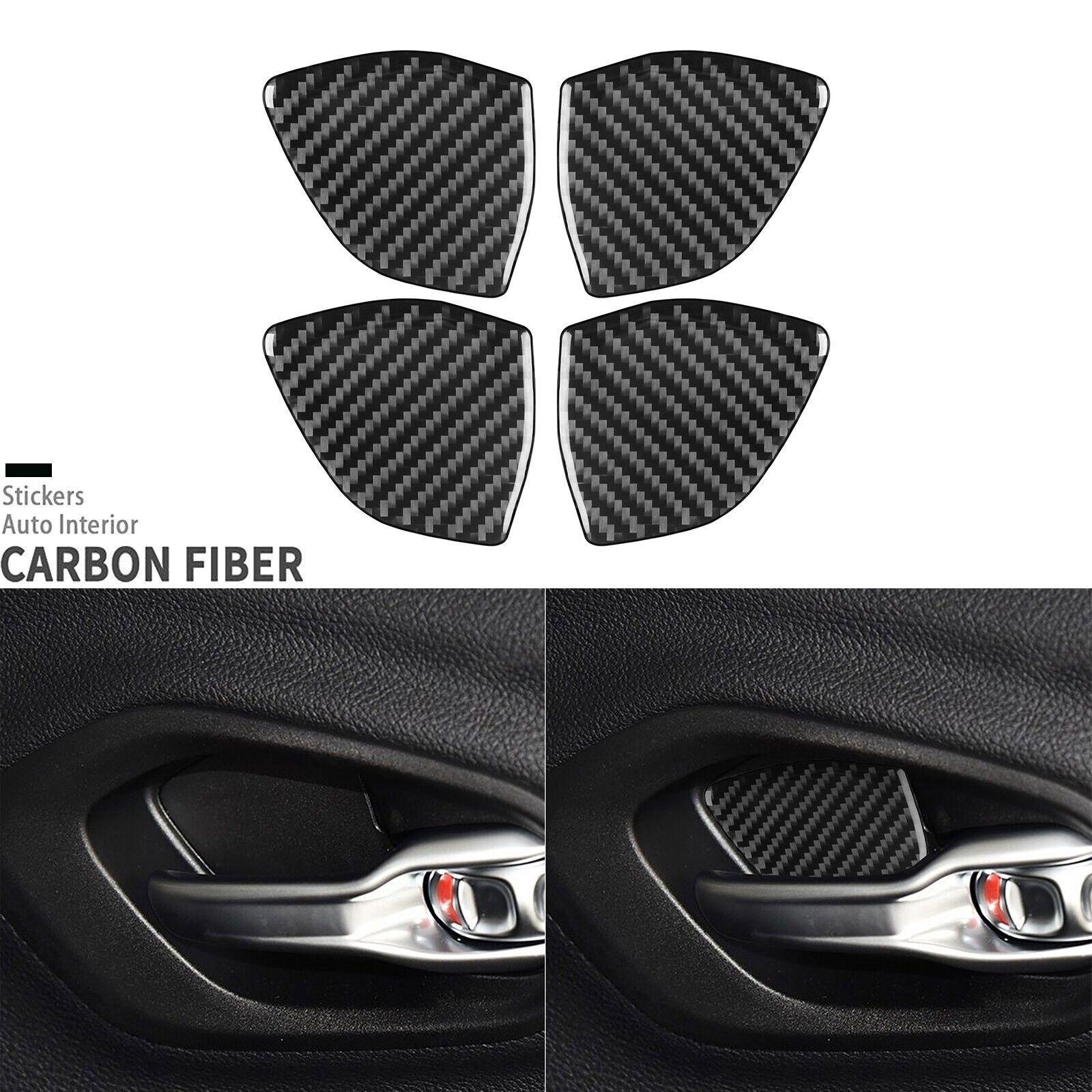 Real Carbon Fiber Interior Door Handle Bowl Cover Trim For Jeep Cherokee 2014-18