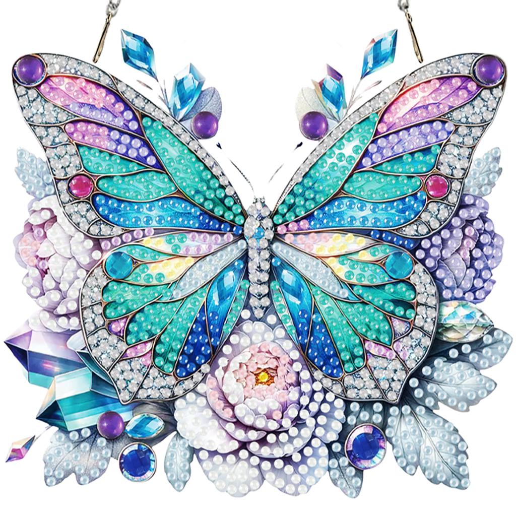 4Pcs Flower 2D Flat DIY Diamond Painting Kits Single Side Drill Diamond Art Pendant for Adults Gift Home Wall Or Window Decor