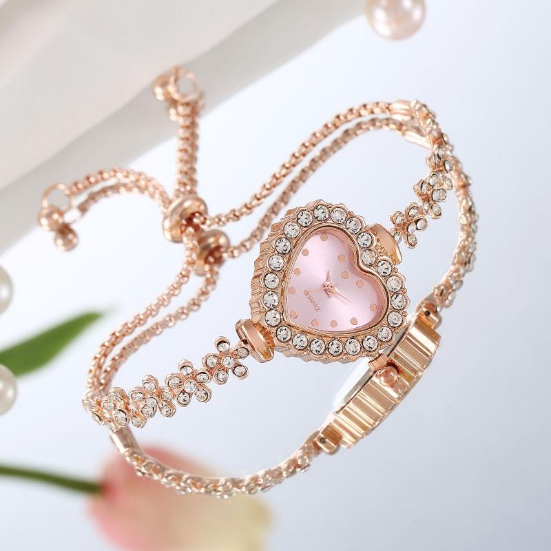 Fashion Flower Bracelet Diamond Enlaid Love Color Dial Ladies Atmospheric Versatile Self-Adjusting Strap Bracelet Watch