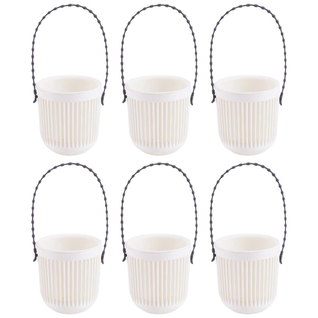 6pcs Flower Pots Hanging Planter for Succulent Plant Wall Mounted Mini Planter with Removable Handle Office Decorations