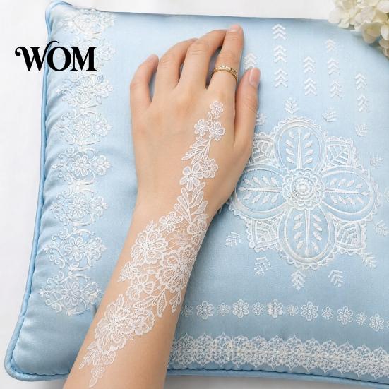 Eco-friendly Tattoo Sticker White Lace for Women, Temporary Face Body Skin-friendly Arm, Waterproof Fake Decal Wedding Party Festival Safe Tattoos