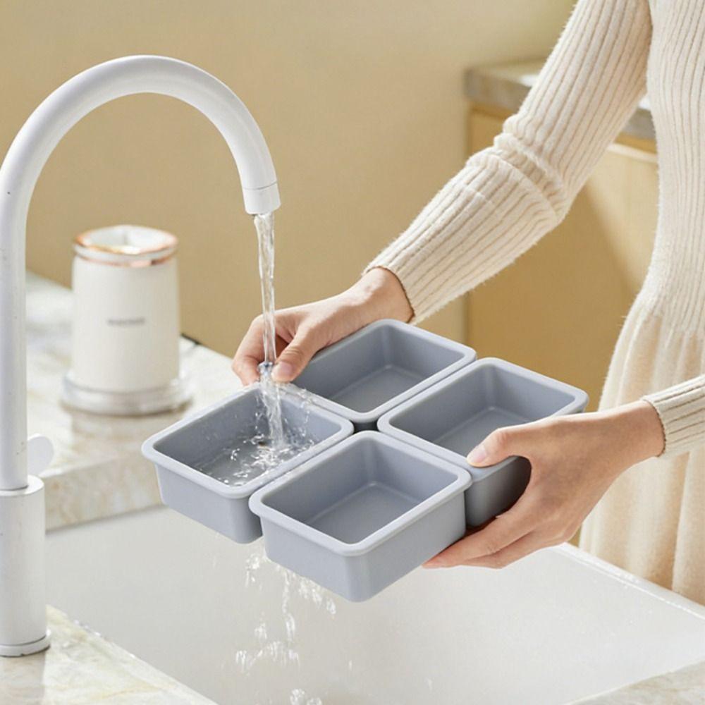 4 Cavity Rectangle Soap Mold Heat Resistant Food Grade Silicone Ice Cube Mold BPA Free Reusable DIY Dessert Mold Resin Art