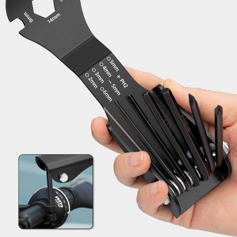 Multifunktionales Handwerkzeug-Set inklusive Kreuzschlitzschraubendreher, Maulschlüssel und klappbarem Sechskantschlüssel für verschiedene Reparaturarbeiten, tragbares Design