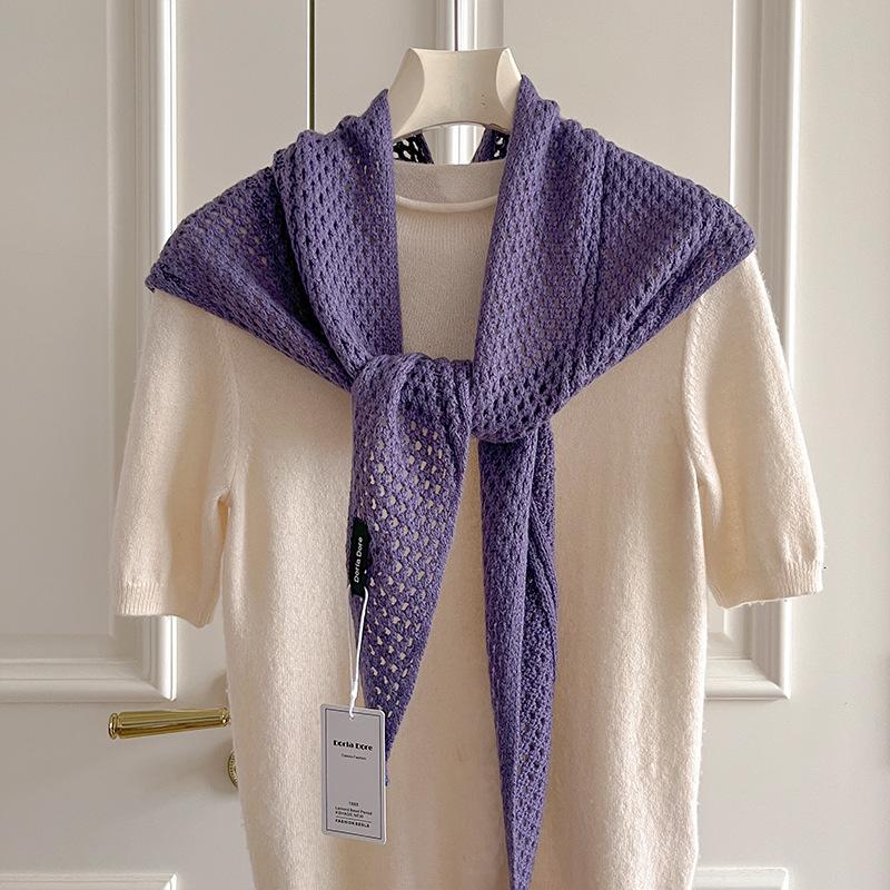 Wool Fashion Hollow Knitted Triangle Scarf Shawl With Women'S Vest Scarf High-End Skirt Waist Scarf Waist Versatile Scarves