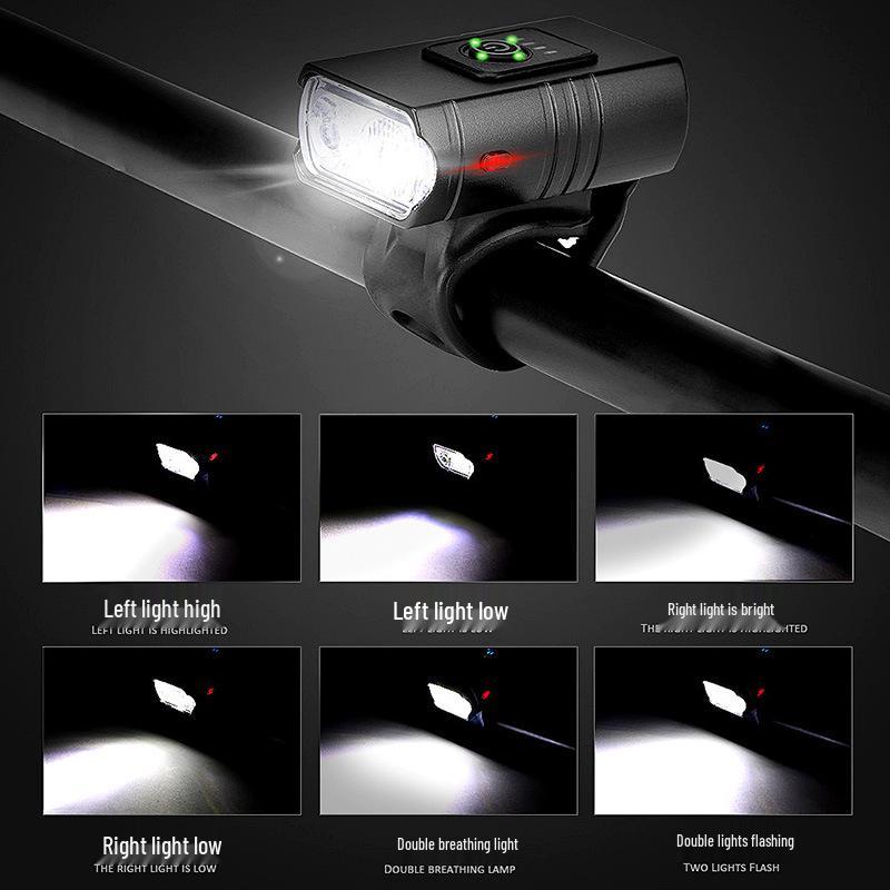 Aluminum Alloy Bike Headlight & Taillight Set: High-Brightness with Power Display for Night Riding