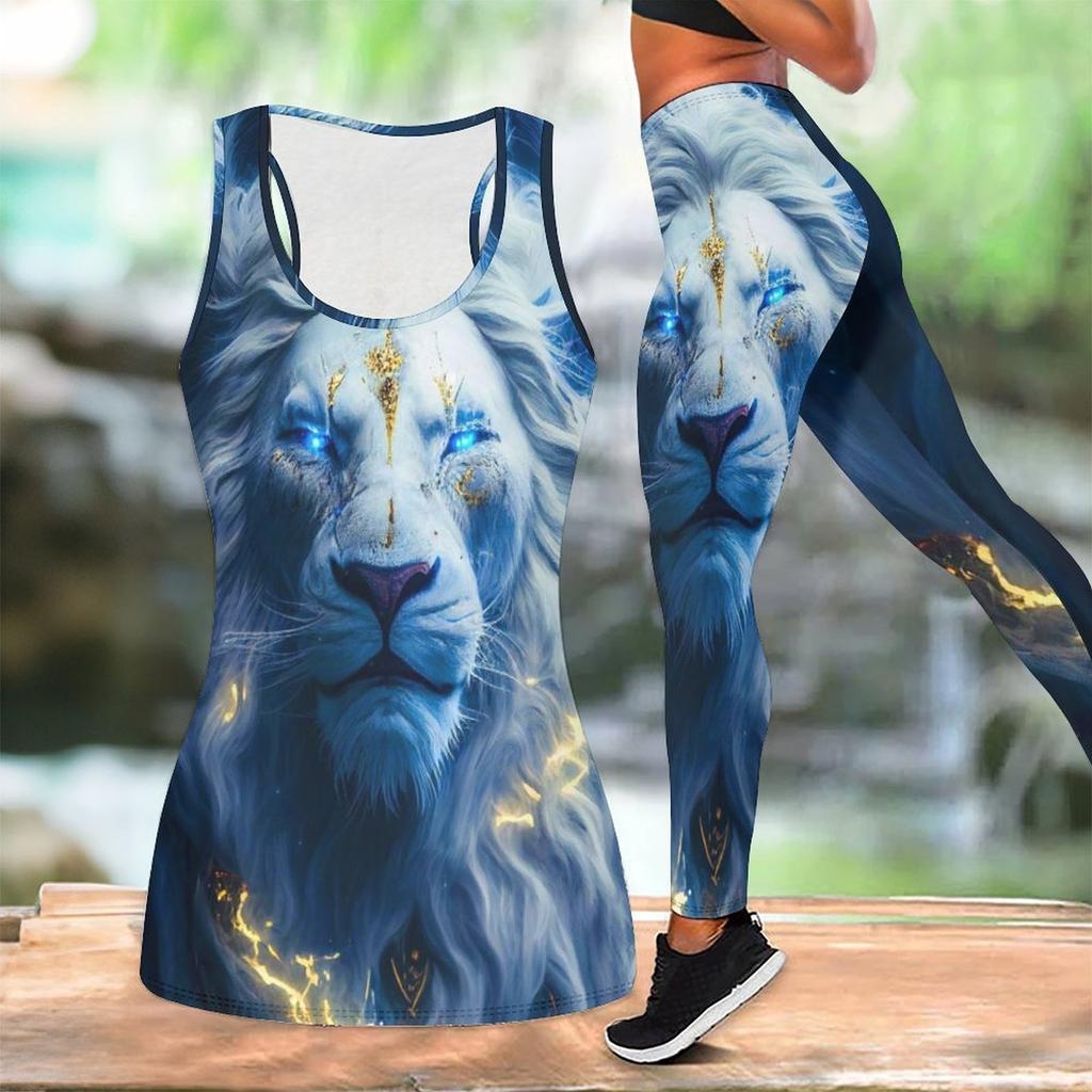 Animal Printed Yoga Outfit for Women Fashion Workout Leggings Fitness Sports Casual Yoga Set Sports Suit