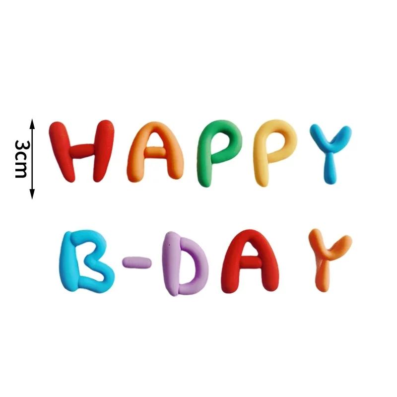 Happy Birthday Tortenaufleger Bunte Tortendekoration Englischer Buchstabe Hochzeit Cupcake für Geburtstagsparty Tortendekoration