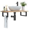 VidaXL Wall-mounted Washbasin Shelf Steel and Solid Acacia Wood, Floating Washbasin Shelf, Washbasin Shelf To Place 3302669