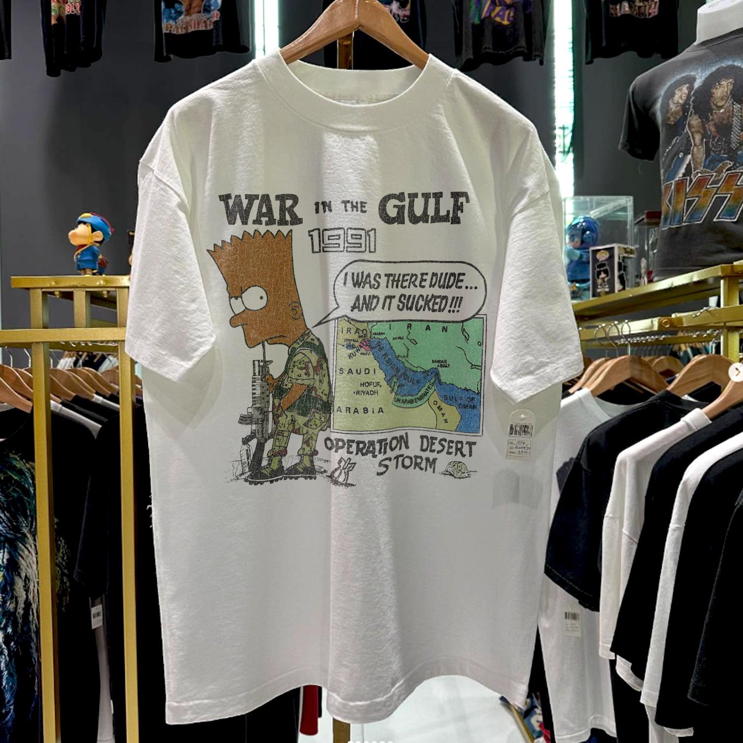 1991 Bootleg Bart Goes To War Aged T-Shirt White M M