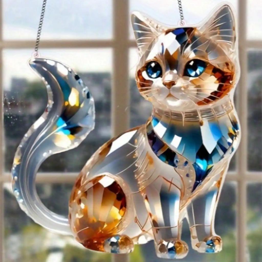 1pcs Crystal Cat Window Decoration, Multi-purpose Decoration. Very Suitable for Home Decoration and Garden Decoration.