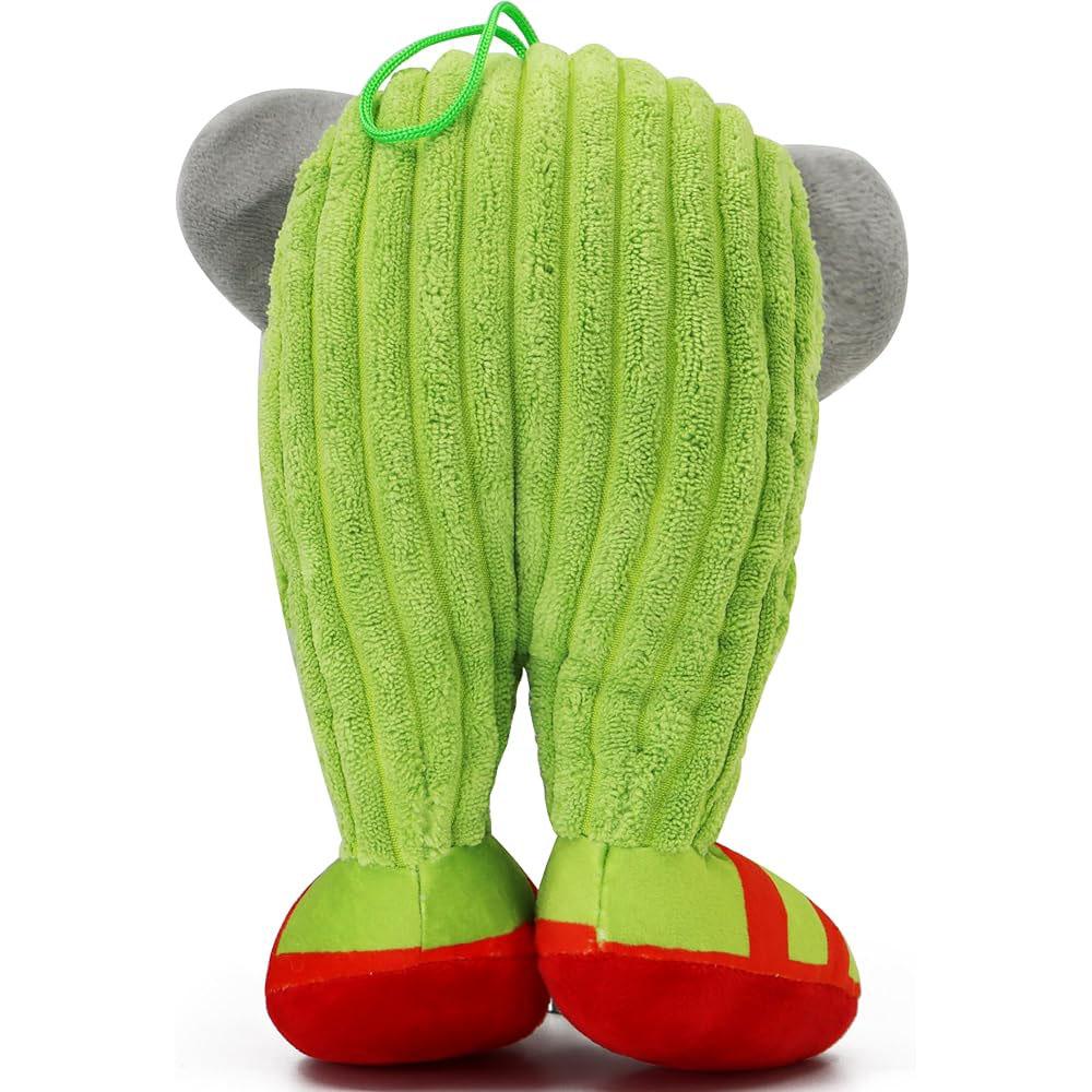 Elephant Plush Toy Cute Gray Elephant Stuffed Animal with Green Striped Body & Red Polka Dot Shoes