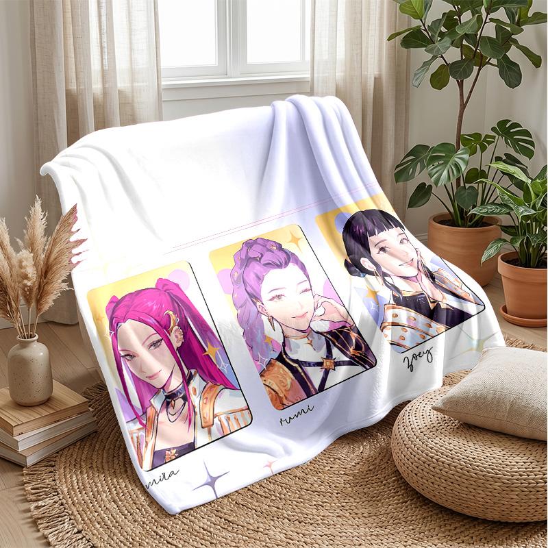 Kpop Dämonenjäger Bedruckte Flanell-Kuscheldecke Weich Warm Leicht Ganzjahresdecke für Sofa Bett Camping Wohnkultur Feiertagsgeschenk