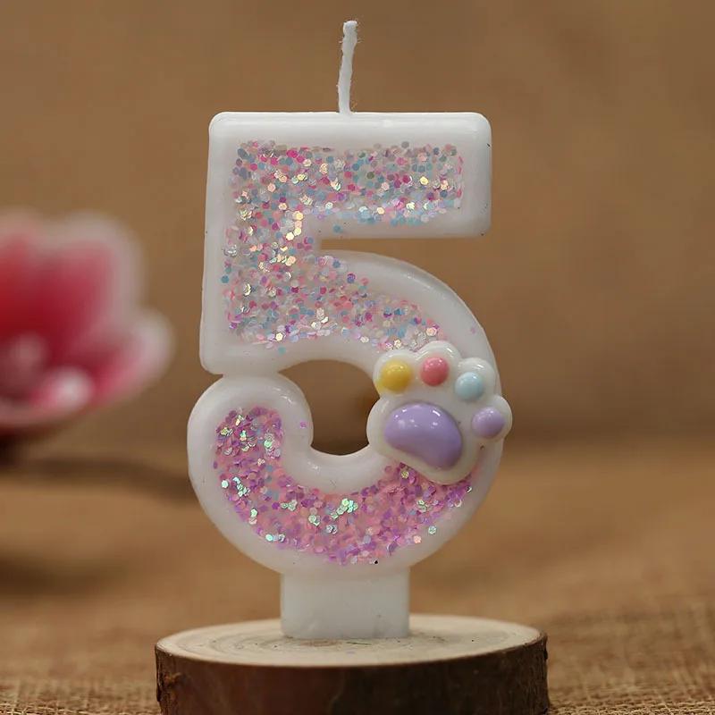 3D Number Birthday Candle Pink Glitter Unicorn Cake Decorating Party Anniversary Cake Decor for Cake Children's Birthday Candle