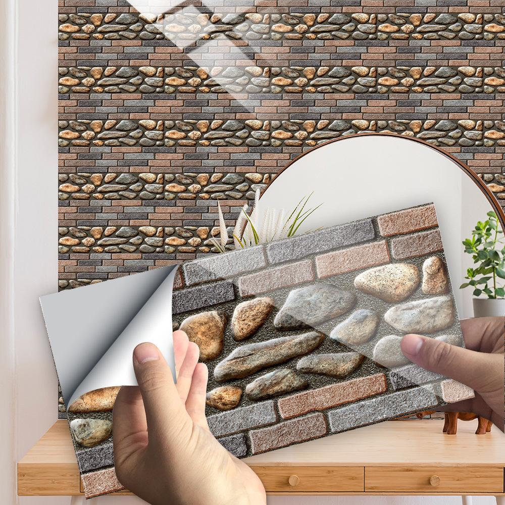 Gray Marble Texture Rectangular Tile Sticker Kitchen Bathroom Stair Renovation Waterproof Wall Sticker