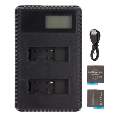 Camera Dual Charger Safe Stable Dual Channel USB Charger with LCD Display and 2 Batteries for