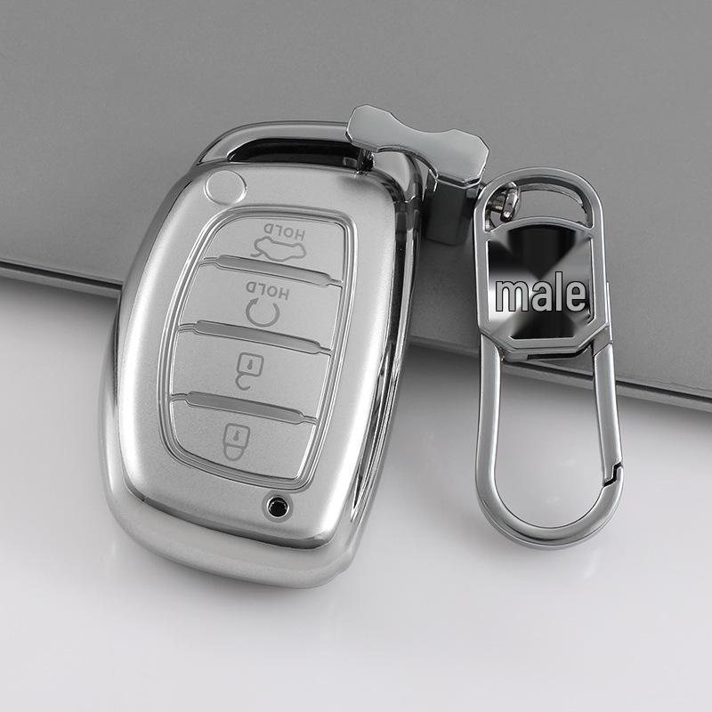 Hyundai Tucson L Quicksand Silver 4-Button Key Case - Korean Car Interior Protective Shell