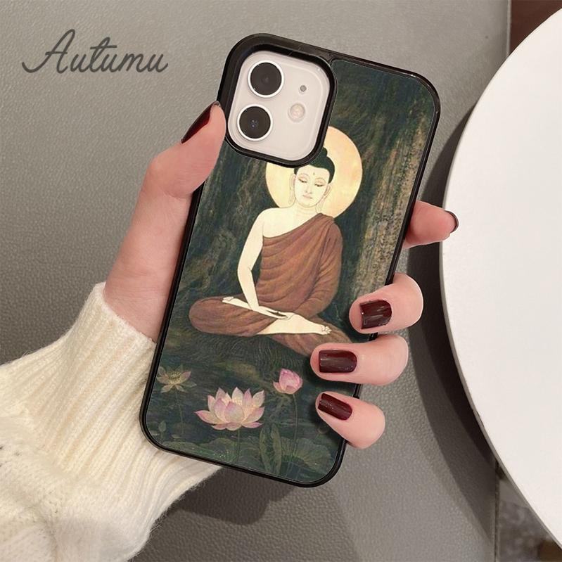 Retro Galaktische Gautama Buddha Budha Telefon Fall für iPhone 11 12 13 14 Pro Max mini XR XS SE 2020 6 7 8 Plus Galaxy S21 S22 Abdeckung