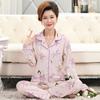 Cardigan Thin Medium Mom Pajamas Women's Spring and Autumn Long Sleeves Soft Large Size Loungewear Fashion Two-piece Set