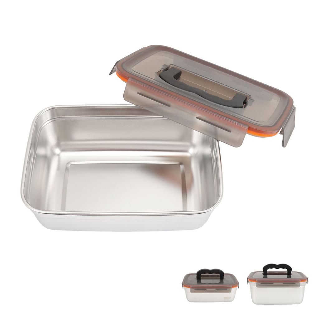 304 Stainless Steel Food Storage Container Metal Sealed Lunch Box with Handle for Home Refrigerator