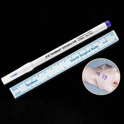 1Pc Eyebrow Tattoo Skin Marker Pen With Ruler Permanent Makeup White Medical Sterile Surgical Microblading Supplies