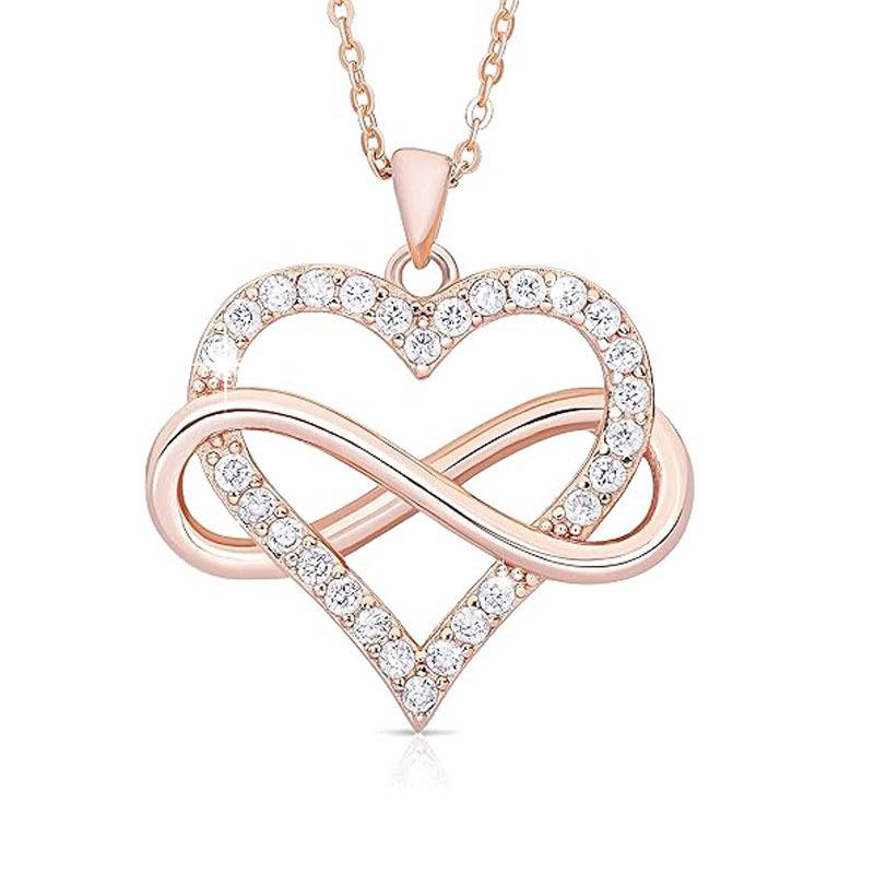 Elegant Infinity Love Heart Necklace with Rhinestone Clavicle Chain for Women