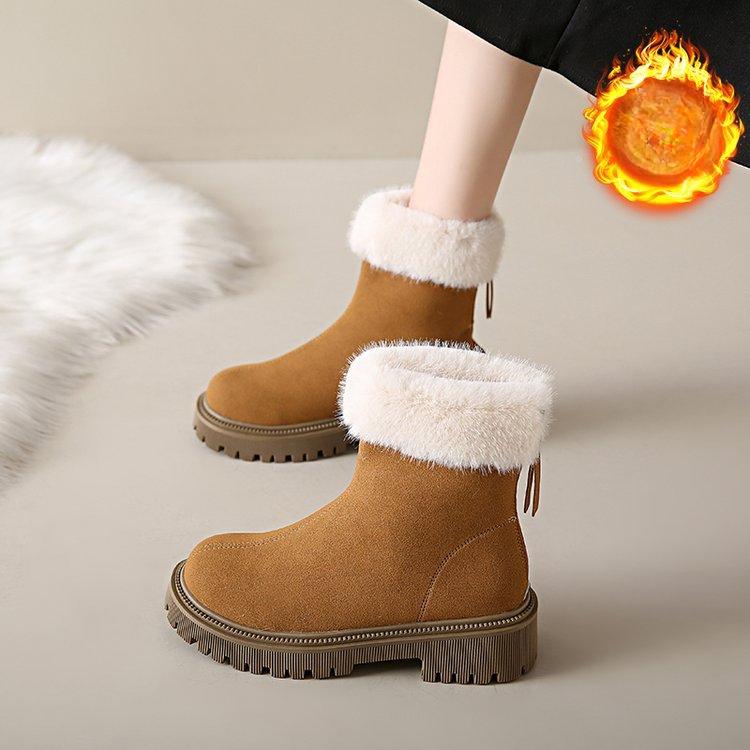 

Женские зимние ботинки на толстой платформе с застежкой-молнией, с подкладкой из искусственного меха, короткие ботинки, удобные нескользящие теплые ботильоны из искусственной замши для женщин 42 темно-коричневого