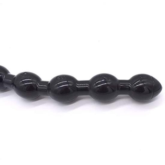 Dildo Anal Plug with Suction Cup 8 Link Beads Black 50cm3.7cm