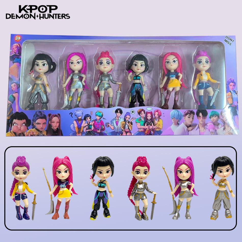 6-Piece/Set Anime Kpop Demon Hunt Series Figurine Toy Set Desk Statues Ornament for Halloween Christmas Kids' Gifts