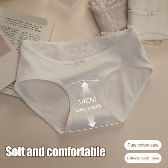 Women Cotton Underwear Mid Rise Seamless Cheeky Hipster Panties Soft Stretch Sexy Lace Bikini Briefs