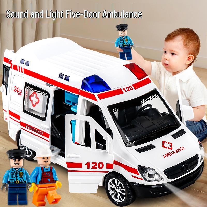 Dziecięca Ambulans Zabawka Dźwięk i Światło 120: Pięciodrzwiowy model samochodu symulacyjnego bezwładnościowego, idealny dla chłopców