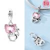 Pink Animal Bow Cat Pendant Bead Component Stars Hearts Ladybug Authentic Original Copper Metal Bead Component Compatible With Women Bracelet High
