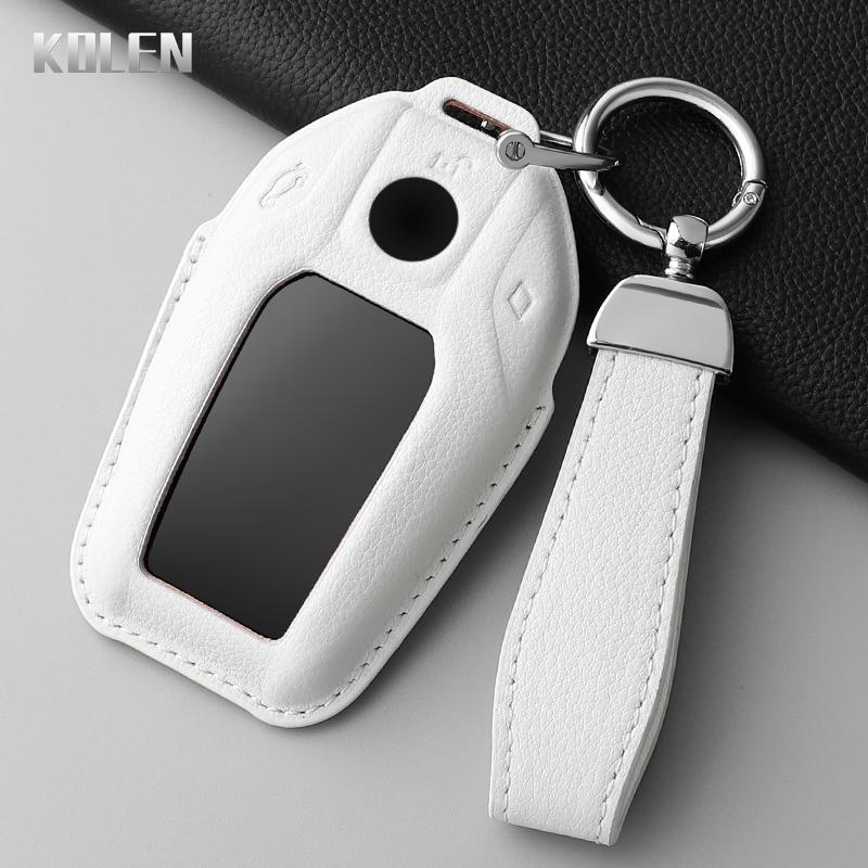 Leather Car Key Case Cover Shell For Bmw X3 G01 G31 X5 G05 X4 G02 G30 G32 I8 I12 I15 X7 M5X F20 G12 G11 5 7 Series Led Display