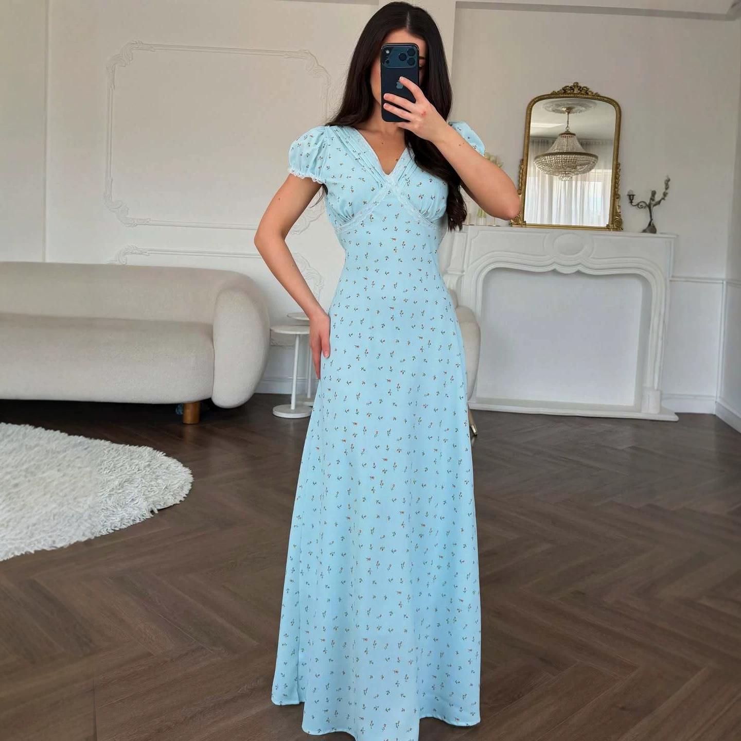 2026 spring and summer new European, American and Amazon cross-border foreign trade women s short-sleeved dress waist A-shaped pendulum dress XS