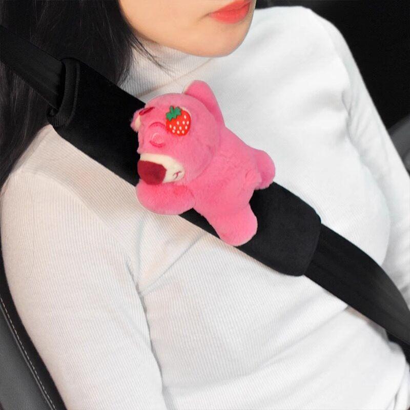 Art Cat Strawberry Bear Car Safety Belt Shoulder Pad Cover Fancy Car Interior Design Protective Cover Anti-Strangulation Neck Car