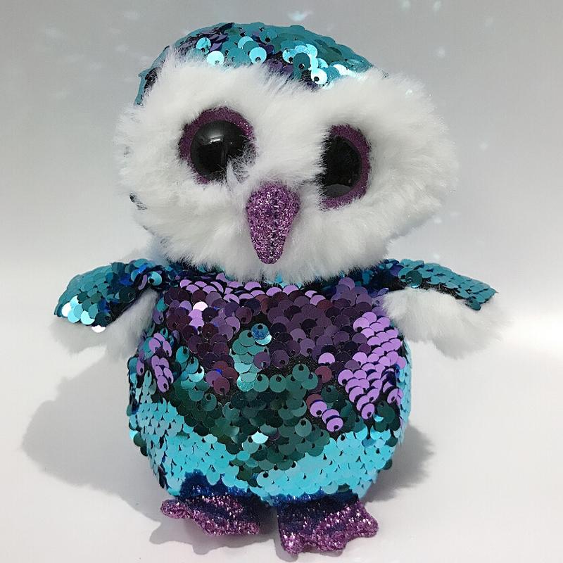 

15 см большие глаза блестки фиолетовая сова лунный свет мягкая плюшевая игрушка милая кукла животное дети рождественские новогодние подарки