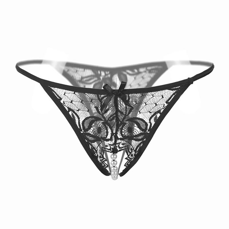 [Free Shipping] Sexy Thong, Hot Lace Embroidered Transparent Seduction Underwear, Women's Low Waist Hollowed Out T-back