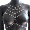 Shiny Crystal Rhinestone Bra Chain Harness Jewelry for Women Sexy Hollow Choker Necklace Body Harness Chain Bikini Top