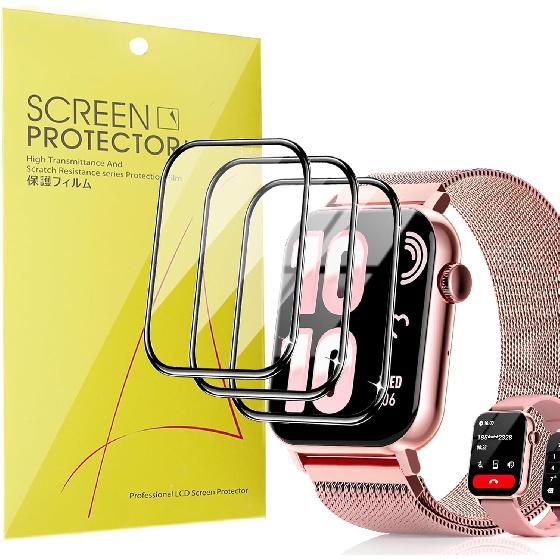 Compatible for Trendia Smart Watches Screen Protector, [3 Pack] 3D Full Coverage PET Screen Protector Film Compatible for Trendia TG09 1.83" Smart
