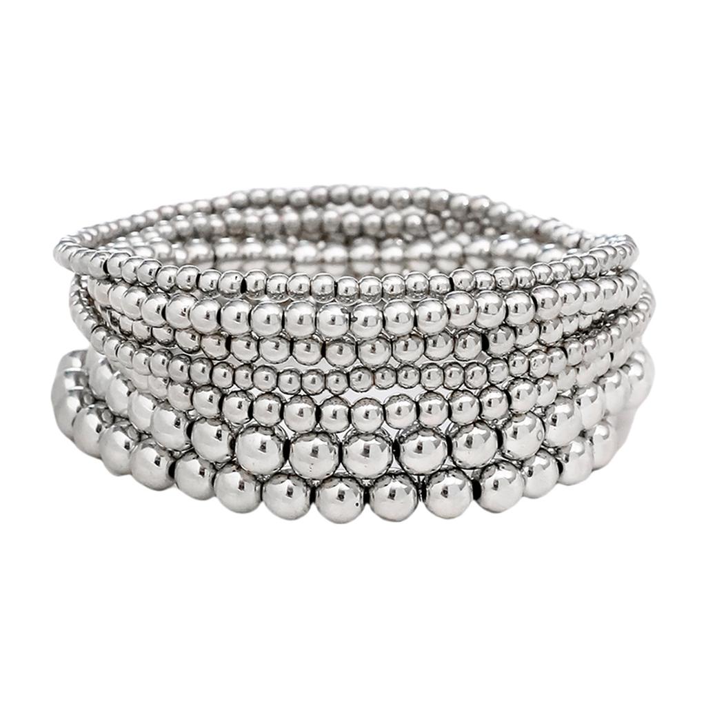 7pcs Beach Styles Geometric Beaded Bracelet Set Adjustable Length Designs Jewelry Accessory for Women and Teens