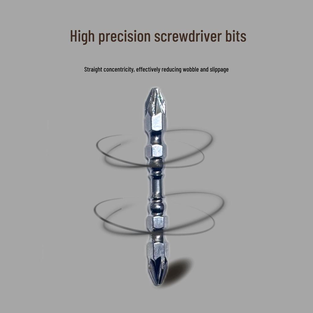 Double-Headed Magnetic Phillips Screwdriver Bit with S2 Nunchaku Ring for Electric and Air Tools