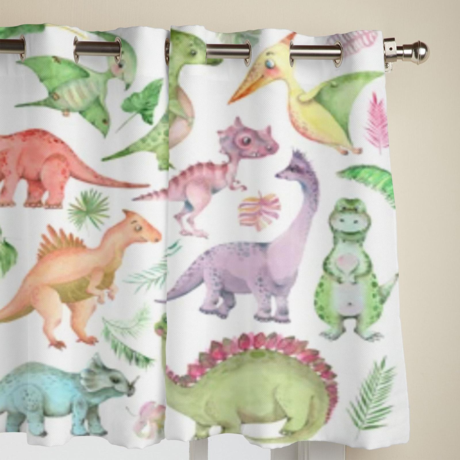 Мультяшные акварельные динозавры оконная занавеска для детской комнаты домашние жалюзи — фото 4