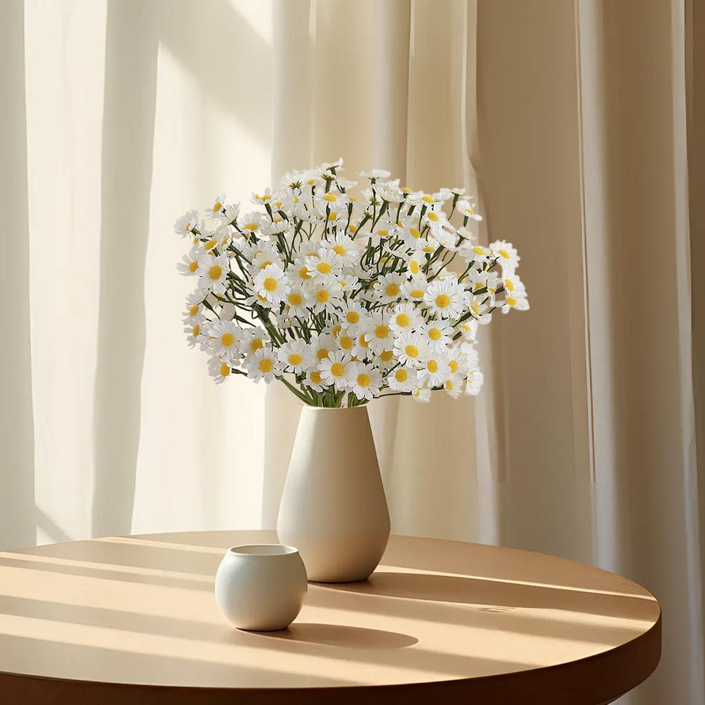 4 Pcs Artificial Flowers Artificial Daisy Flowers Outdoor Fake Wildflowers with Stems for Home Garden Decoration White