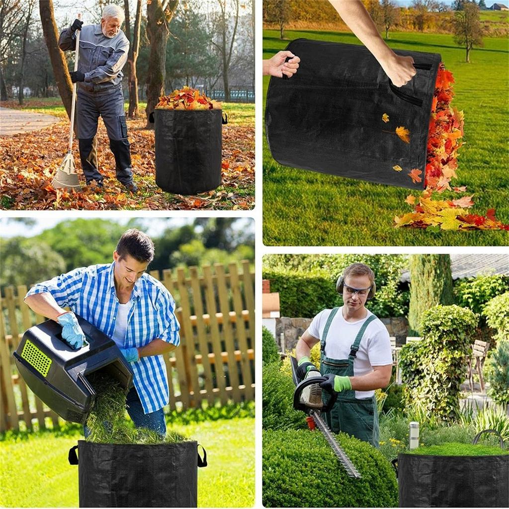 Black Leaf Collection Bag, Foldable Garden Waste Bag for Branches and Leaves, Heavy-Duty Reusable Yard Trash Sack for Orchard and  