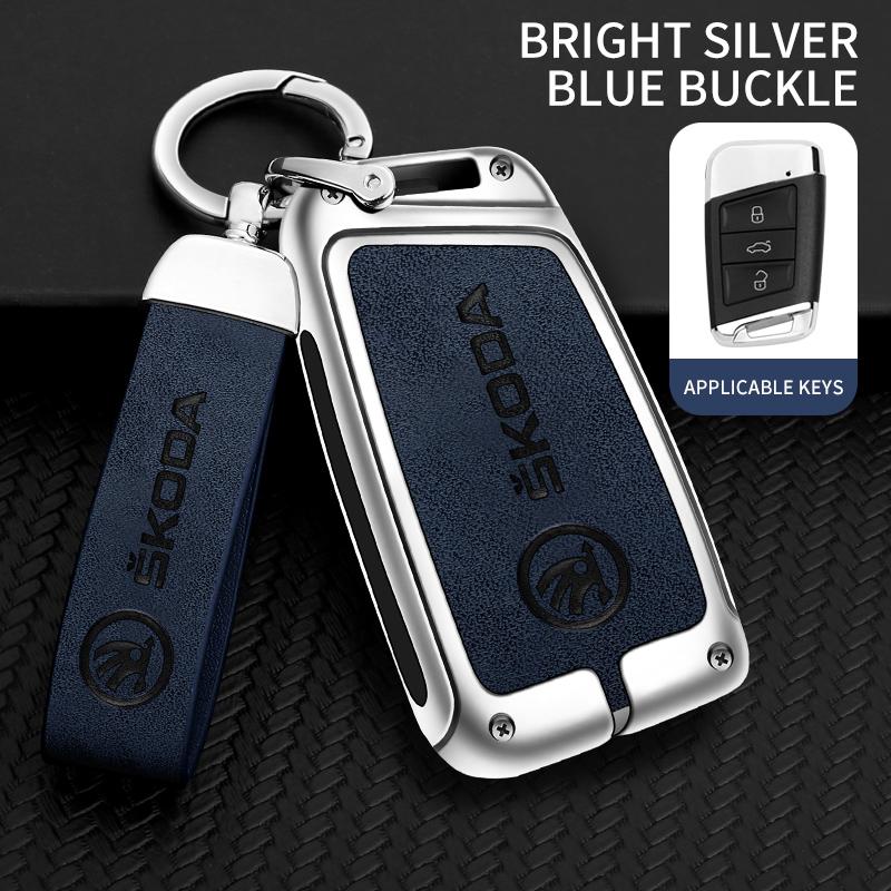 2025 New Zinc Alloy Car Smart Remote Key Fob Case Cover Protector Shell For Skoda Superb A7 Karoq Kodiaq 2020 2021 Keychain Acce