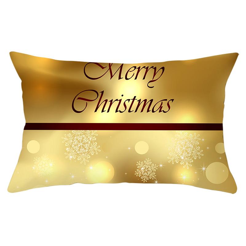 New Christmas Peach Skin Waist Pillowcase Gold Series Sofa Cushion Cover Bedside Pillow Cover