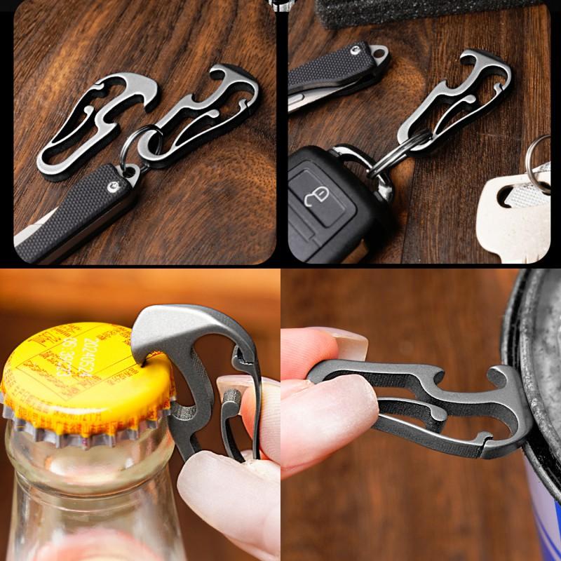Titanium Alloy Crowbar Multifunction EDC Tools Bottle Opener Pry Bar Outdoor Camping Buckle Car Keychain Gift