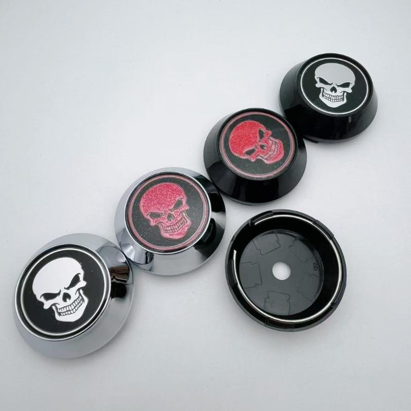 4pcs 60mm 64mm 65mm 68mm 69mm Skull Logo Emblem Car Wheel Center Caps High Rim Hubcaps Wheels Hub Cover Replace Car Accessories