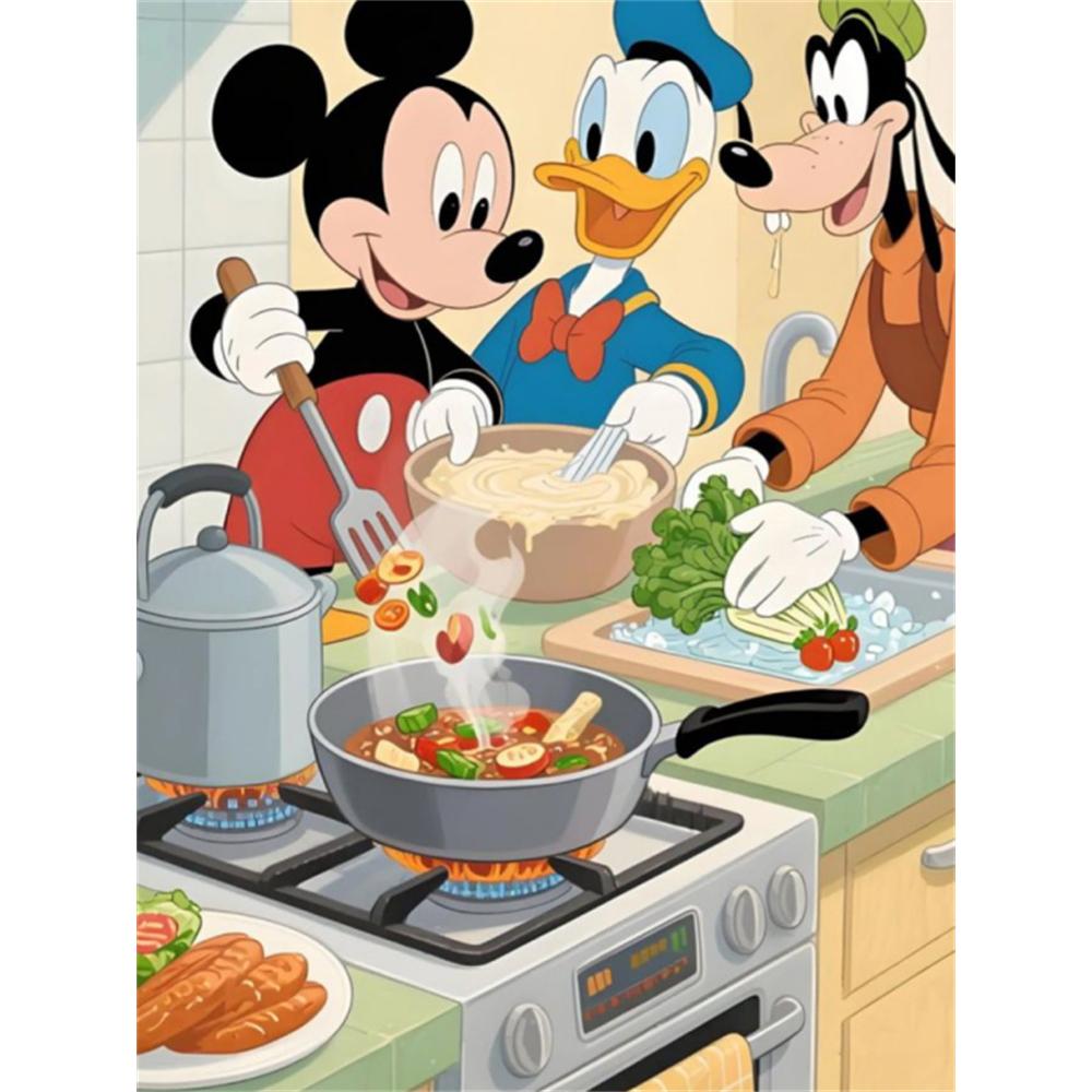 

Disney 5D DIY Diamond Painting Heartwarming Illustrations of Mickey and Donald Duck Flying High Cartoon Full Diamond Mosaic Art Wall Decoration Set Round 20x30cm