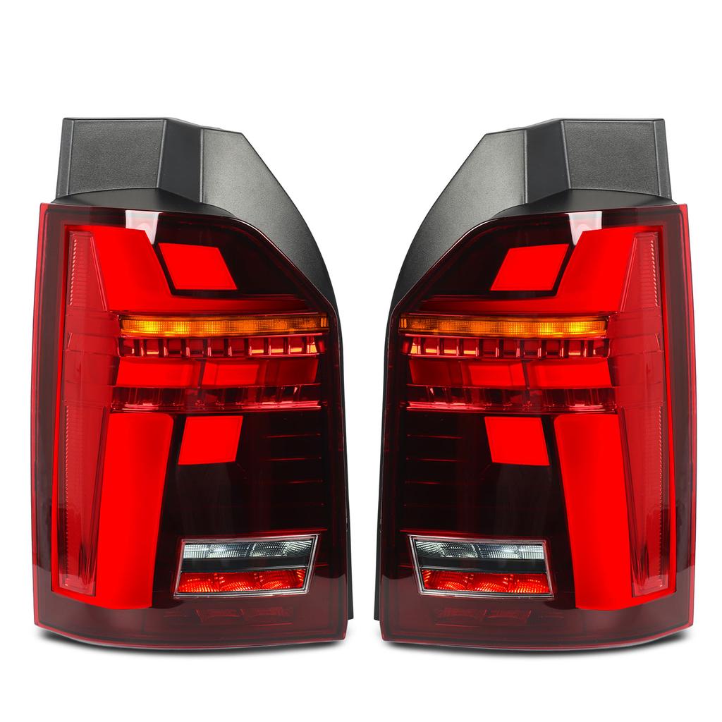 Facelift Look Dynamic Full LED Tail Lights Rear Lamp For Multivan Transporter T6 Pre‑Facelift 2016 To 2019 Red